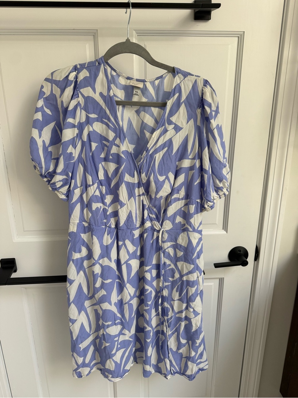 a new day Light Purle and White Abstract Wrap Mini Dress
